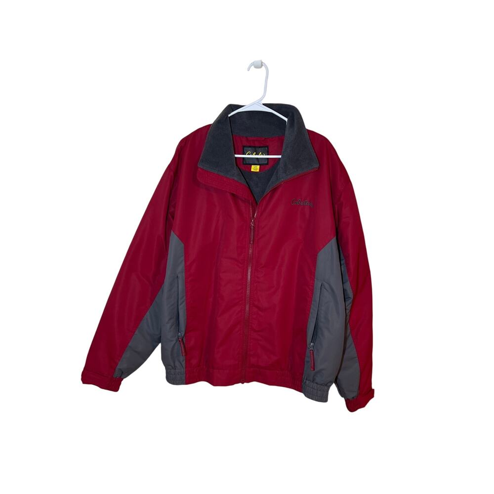 Cabela's Red and Gray Polyester Full Zip Jacket Men's Size L